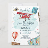 飛行機ああ私のタイムフライ最初の誕生日 招待状 (正面)