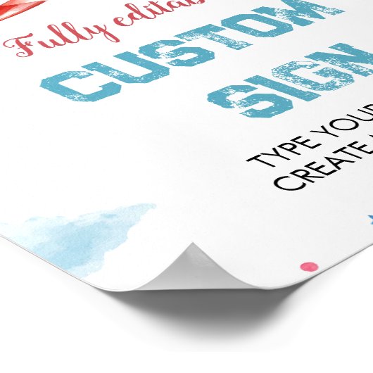 飛行機ああ私のタイムフライ誕生日テーブルの標識 ポスター (角)