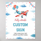 飛行機ああ私のタイムフライ誕生日テーブルの標識 ポスター (正面)