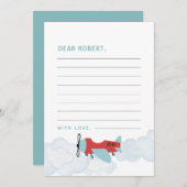 飛行機ああ私の時間はタイムカプセルノートカードを飛ぶ サンキューカード (正面/裏面)