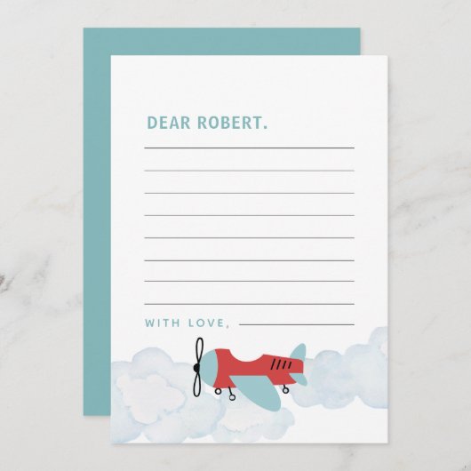 飛行機ああ私の時間はタイムカプセルノートカードを飛ぶ サンキューカード (正面/裏面)