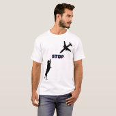 飛行機おもしろいパイロット猫夫妻 Tシャツ (正面フル)