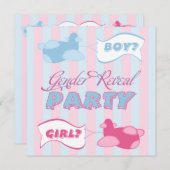 飛行機および旗の性はパーティーを明らかにします 招待状 (正面/裏面)