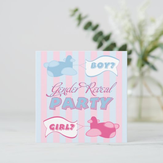 飛行機および旗の性はパーティーを明らかにします 招待状 (スタンド正面)