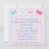 飛行機および旗の性はパーティーを明らかにします 招待状 (裏面)