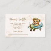 飛行機お洒落かわいいテディベアおむつラッフル エンクロージャーカード (正面)