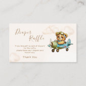 飛行機お洒落パイロットテディベアおむつラッフル エンクロージャーカード (正面)