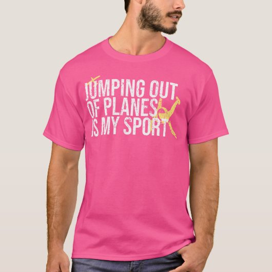 飛行機から飛び出す私のスポーツギフトおもしろいスカイD Tシャツ (正面)