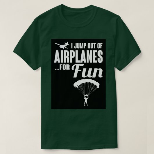 飛行機から飛び降りておもしろいする Tシャツ (デザイン正面)