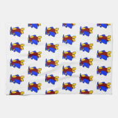 飛行機かわいいカラフル漫画キッズ飛行機 キッチンタオル (横)