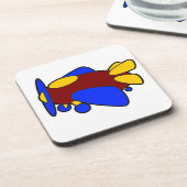 飛行機かわいいカラフル漫画キッズ飛行機 コースター (左側)