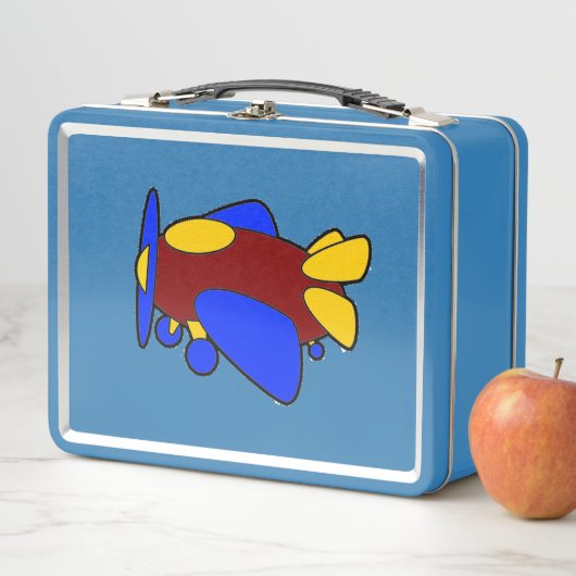 飛行機かわいいカラフル漫画キッズ飛行機 メタルランチボックス (インサイチュ)