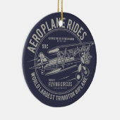 飛行機がサーカスに乗飛んでいるる |飛行機のギフト セラミックオーナメント (右)