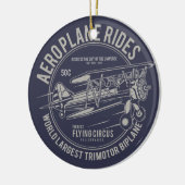 飛行機がサーカスに乗飛んでいるる |飛行機のギフト セラミックオーナメント (左)