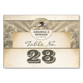 飛行機が付いている熱帯行先の結婚式の座席表 テーブルナンバー (裏面)