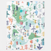 飛行機が列車をボートに乗り、車をワードトラベラーマップ フリースブランケット (正面)