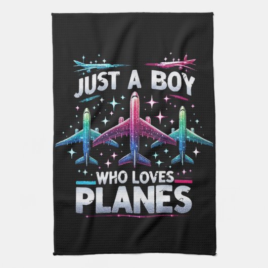 飛行機が大好きな少年 キッチンタオル (縦)