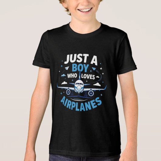 飛行機が大好きな少年 トライブレンドＴシャツ (正面)