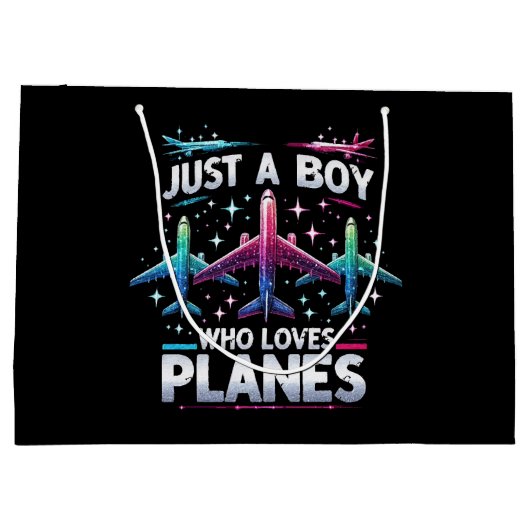 飛行機が大好きな少年 ラージペーパーバッグ (裏面)