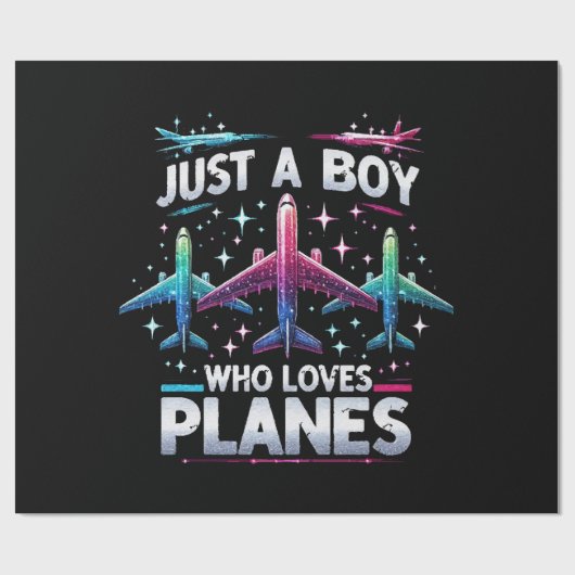 飛行機が好きな少年 ラッピングペーパー (フラット)