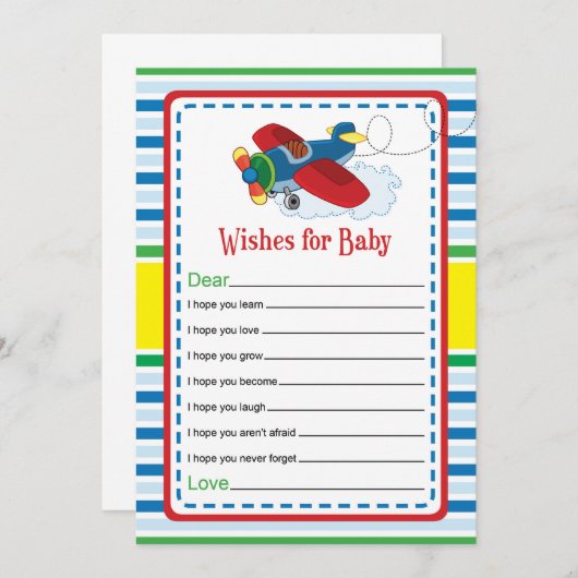 飛行機が赤ちゃんシャワーゲームカードを希望 (正面/裏面)