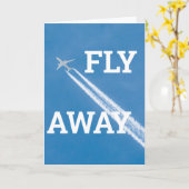 飛行機が青空を飛ぶ カード (黄色い花)