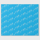 飛行機が高く飛ぶ、スカイブルー、キッズパイロット誕生日 ラッピングペーパー (フラット)