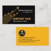 飛行機が黄色のタクシーで離陸 名刺 (正面/裏面)