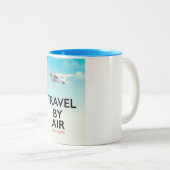 飛行機での旅行ポスター ツートーンマグカップ (正面右)
