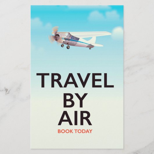 飛行機で旅する旅行ポスター 便箋 (正面)