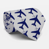 飛行機とコンパスデザインダークブルー ネクタイ (ロール)