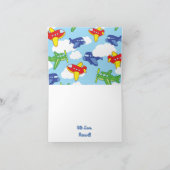 飛行機とジェット機かわいい1歳の誕生日パーティー カード (内部)