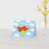 飛行機とジェット機かわいい1歳の誕生日パーティー カード (黄色い花)