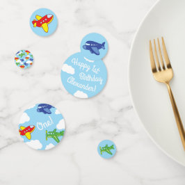 飛行機とジェット機かわいい1歳の誕生日パーティー コンフェッティ