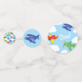 飛行機とジェット機かわいい1歳の誕生日パーティー コンフェッティ (裏面)