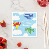 飛行機とジェット機かわいい1歳の誕生日パーティー スタンダードカクテルナプキン (インサイチュ)