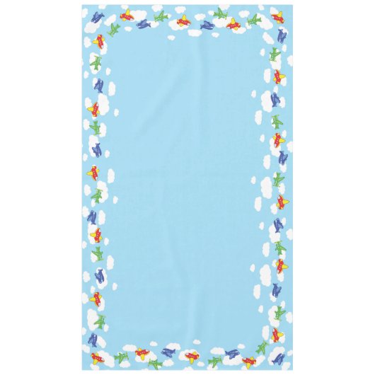 飛行機とジェット機かわいい1歳の誕生日パーティー テーブルクロス (正面)