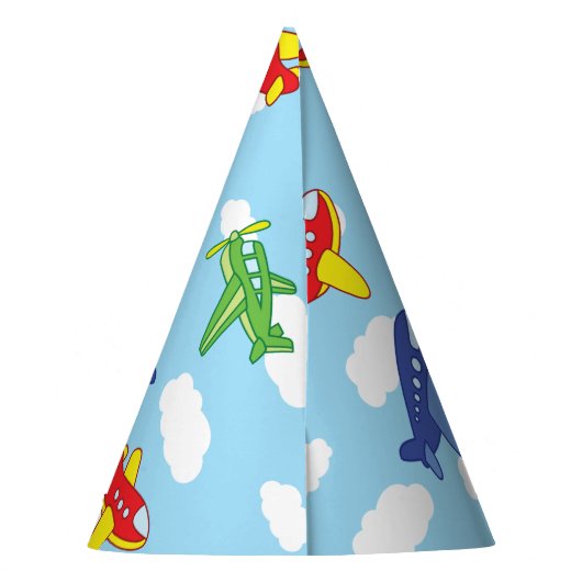 飛行機とジェット機かわいい1歳の誕生日パーティー パーティーハット (裏面)