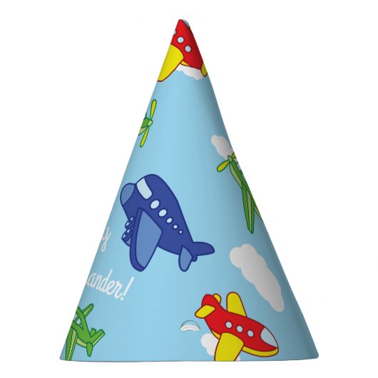 飛行機とジェット機かわいい1歳の誕生日パーティー パーティーハット (右)