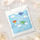 飛行機とジェット機かわいい1歳の誕生日パーティー フェイバーバッグ (クリップ留めされた状態)