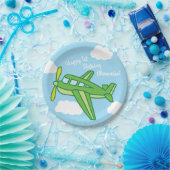 飛行機とジェット機かわいい1歳の誕生日パーティー ペーパープレート (パーティー)