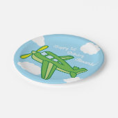 飛行機とジェット機かわいい1歳の誕生日パーティー ペーパープレート (アングル)