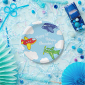 飛行機とジェット機かわいい1歳の誕生日パーティー ペーパープレート (パーティー)