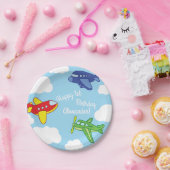 飛行機とジェット機かわいい1歳の誕生日パーティー ペーパープレート (パーティー)