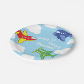 飛行機とジェット機かわいい1歳の誕生日パーティー ペーパープレート (アングル)