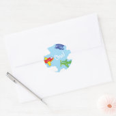 飛行機とジェット機かわいい1歳の誕生日パーティー ラウンドシール (封筒)