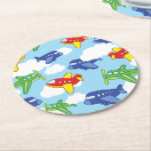 飛行機とジェット機かわいい1歳の誕生日パーティー ラウンドペーパーコースター (アングル)