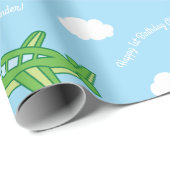 飛行機とジェット機かわいい1歳の誕生日パーティー ラッピングペーパー (ロールコーナー)