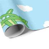 飛行機とジェット機かわいい1歳の誕生日パーティー ラッピングペーパー (ロールコーナー)