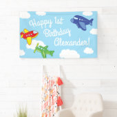 飛行機とジェット機かわいい1歳の誕生日パーティー 横断幕 (インサイチュ)